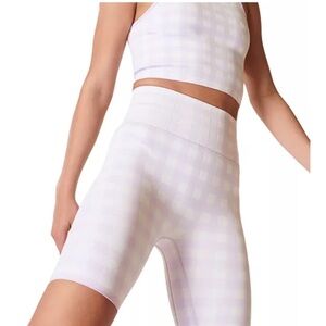 Seamless 9" Biker Short Purple Gingham